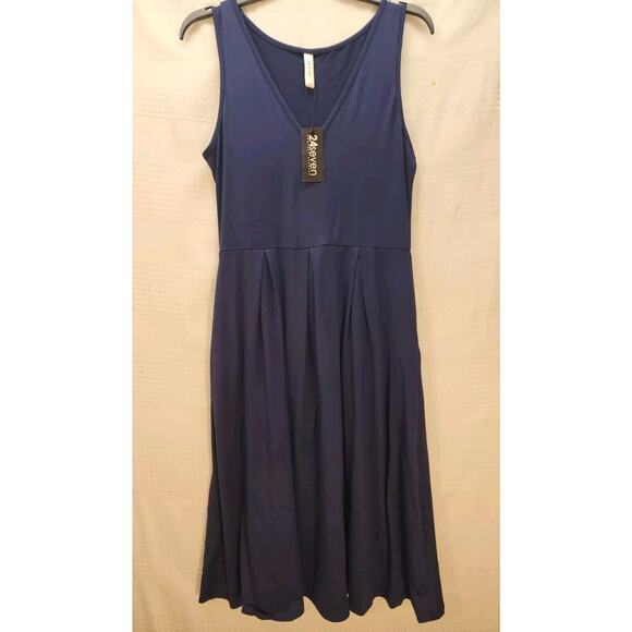 Seven Dresses & Skirts - 24seven Dress Size Small Midi Blue Pockets Vneck Causal Sleeveless